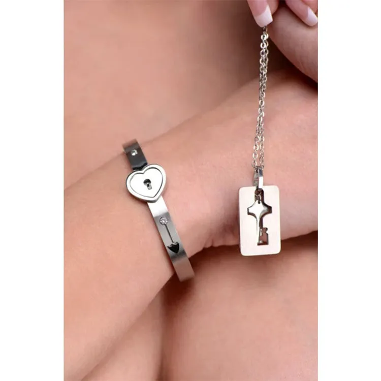 Cuffed Locking Bracelet & Key Necklace