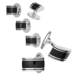 Curved Rectangle Sterling Cufflinks & Studs