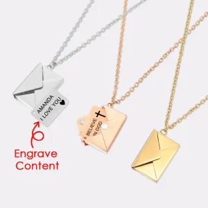 Custom Text Love Letter Envelope Pendant Confession Locket Necklace Jewelry Special Gifts For Women Teens Girlfriend Wife Lover