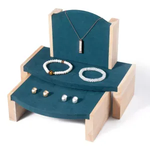 Dark Green Wooden Jewelry Stand (Set of 3)