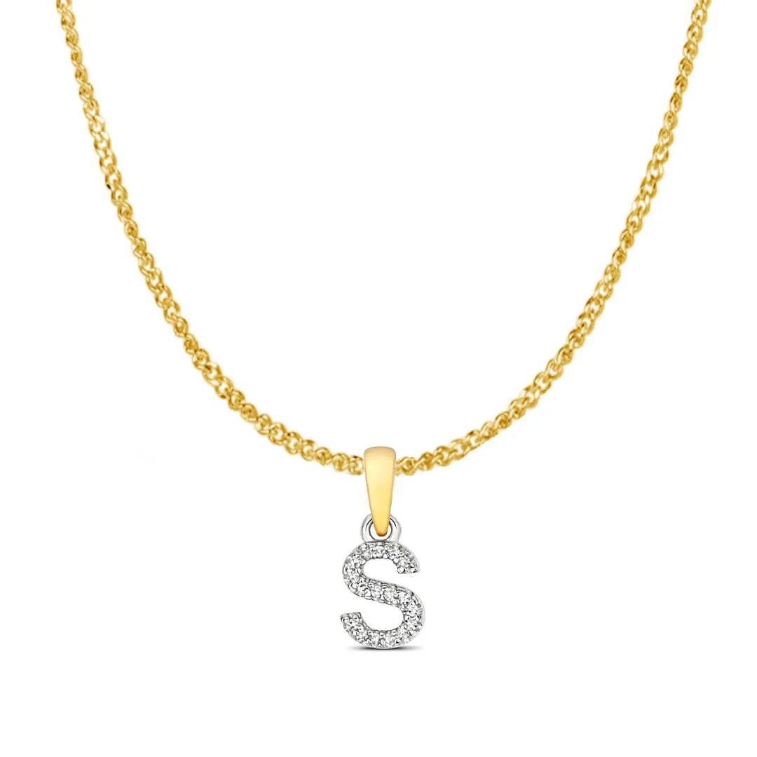 Diamond Initial Necklace | Solid 9 Carat Gold Charm | A to Z