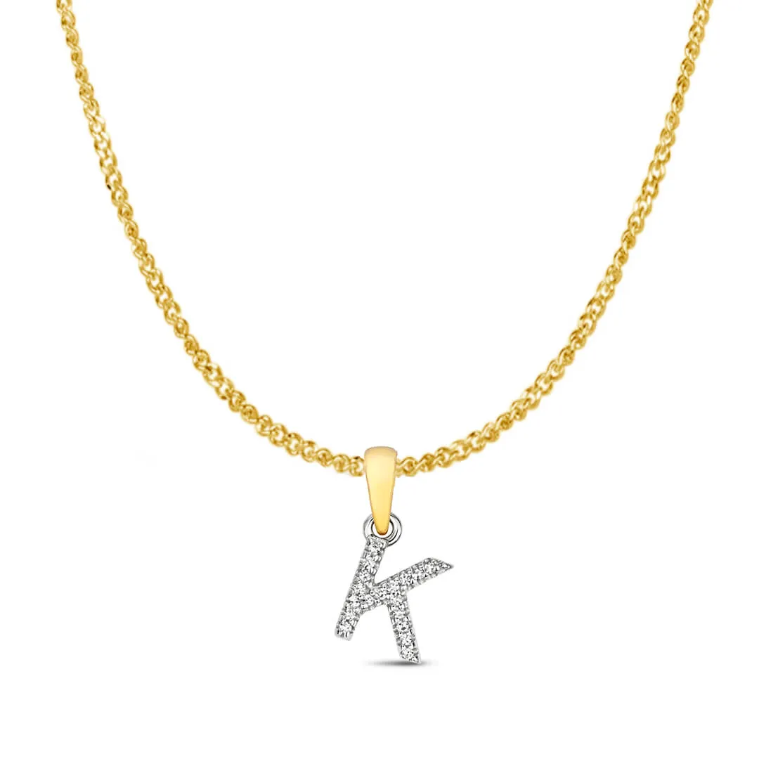 Diamond Initial Necklace | Solid 9 Carat Gold Charm | A to Z