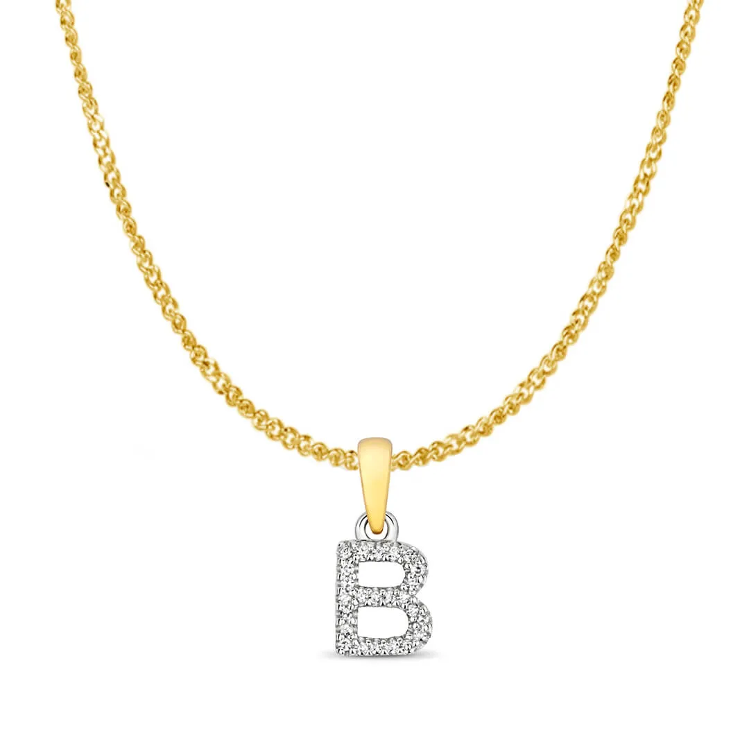 Diamond Initial Necklace | Solid 9 Carat Gold Charm | A to Z