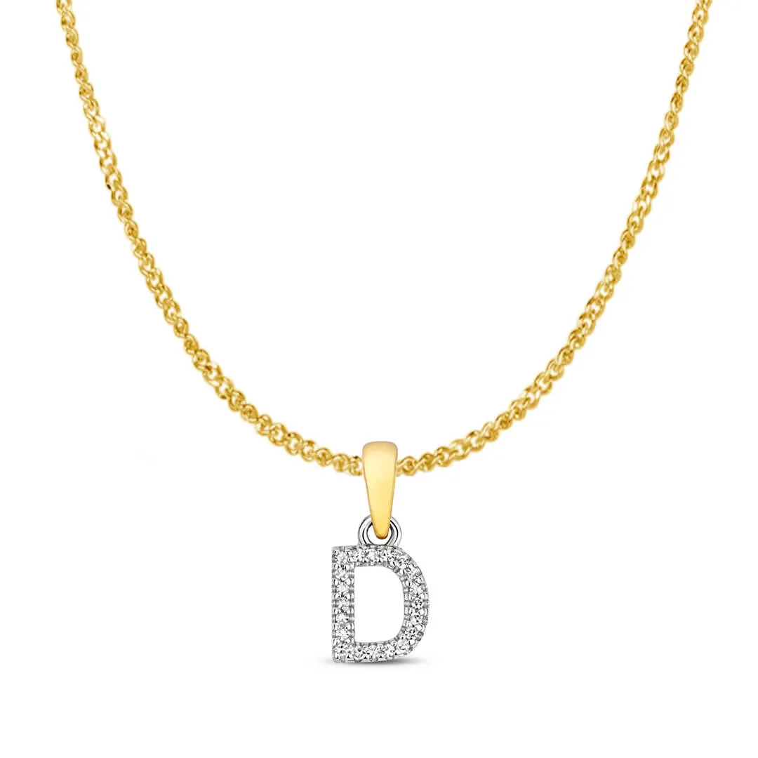 Diamond Initial Necklace | Solid 9 Carat Gold Charm | A to Z