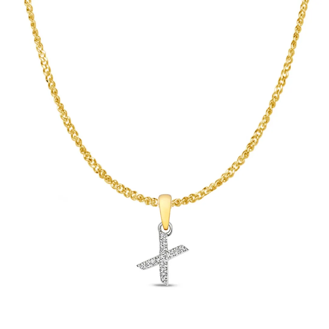 Diamond Initial Necklace | Solid 9 Carat Gold Charm | A to Z