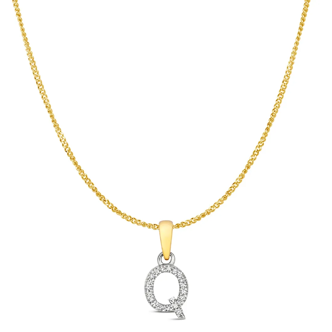 Diamond Initial Necklace | Solid 9 Carat Gold Charm | A to Z