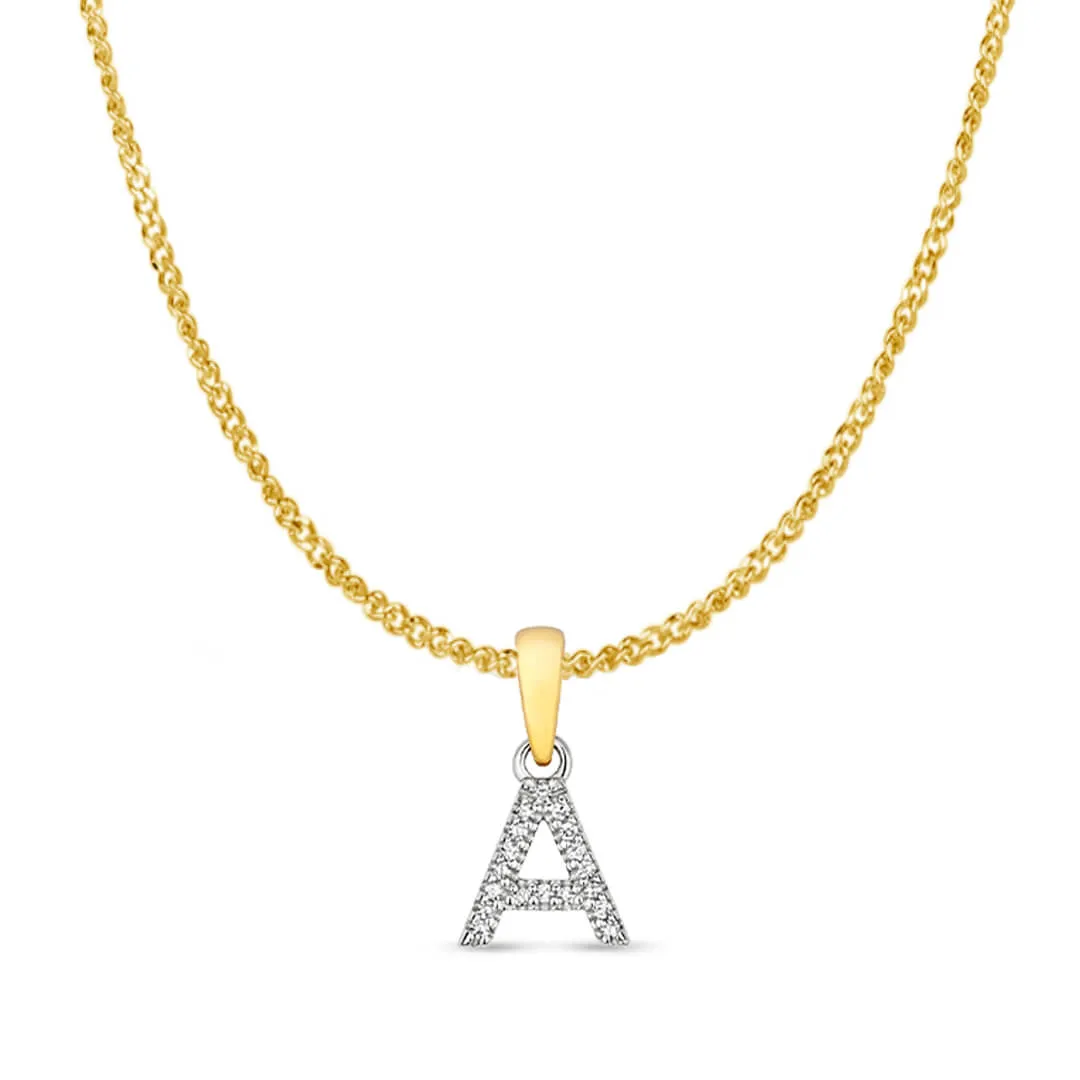 Diamond Initial Necklace | Solid 9 Carat Gold Charm | A to Z