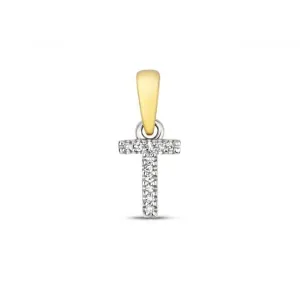 Diamond Jewellery 9ct Gold Diamond Initial T Pendant PD181/T