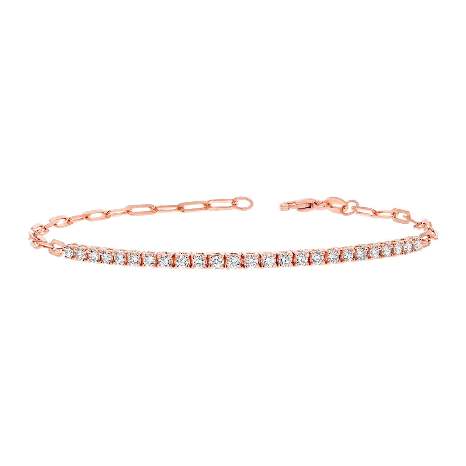 Diamond Tennis Bracelet Paper Clip Link