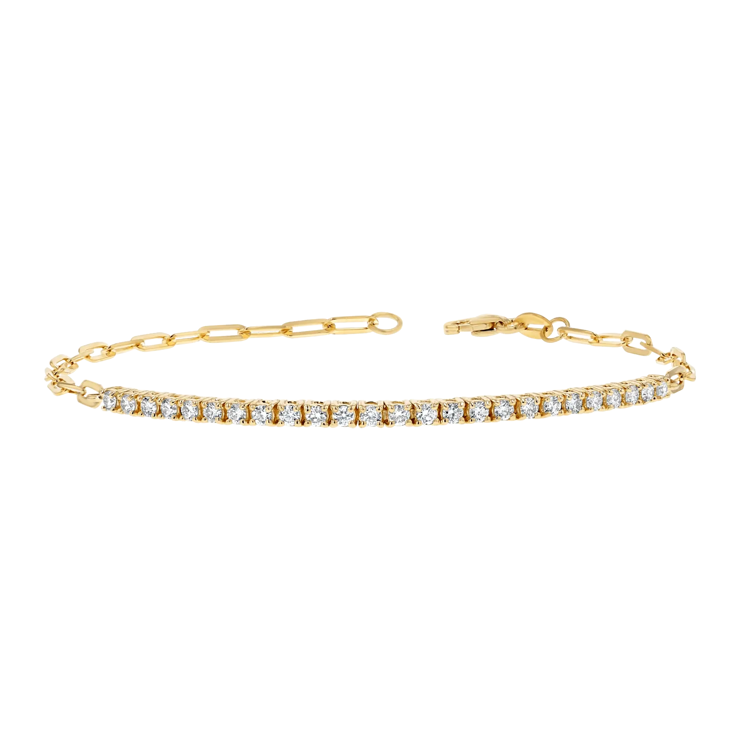 Diamond Tennis Bracelet Paper Clip Link