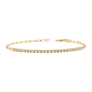 Diamond Tennis Bracelet Paper Clip Link