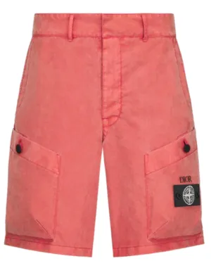 DIOR X STONE ISLAND - Garment Dye Bermuda with Gusset Coral