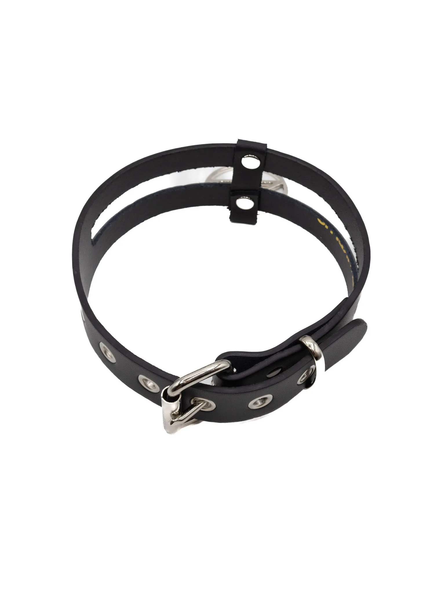 Double Strap Pentagram Choker- Silver