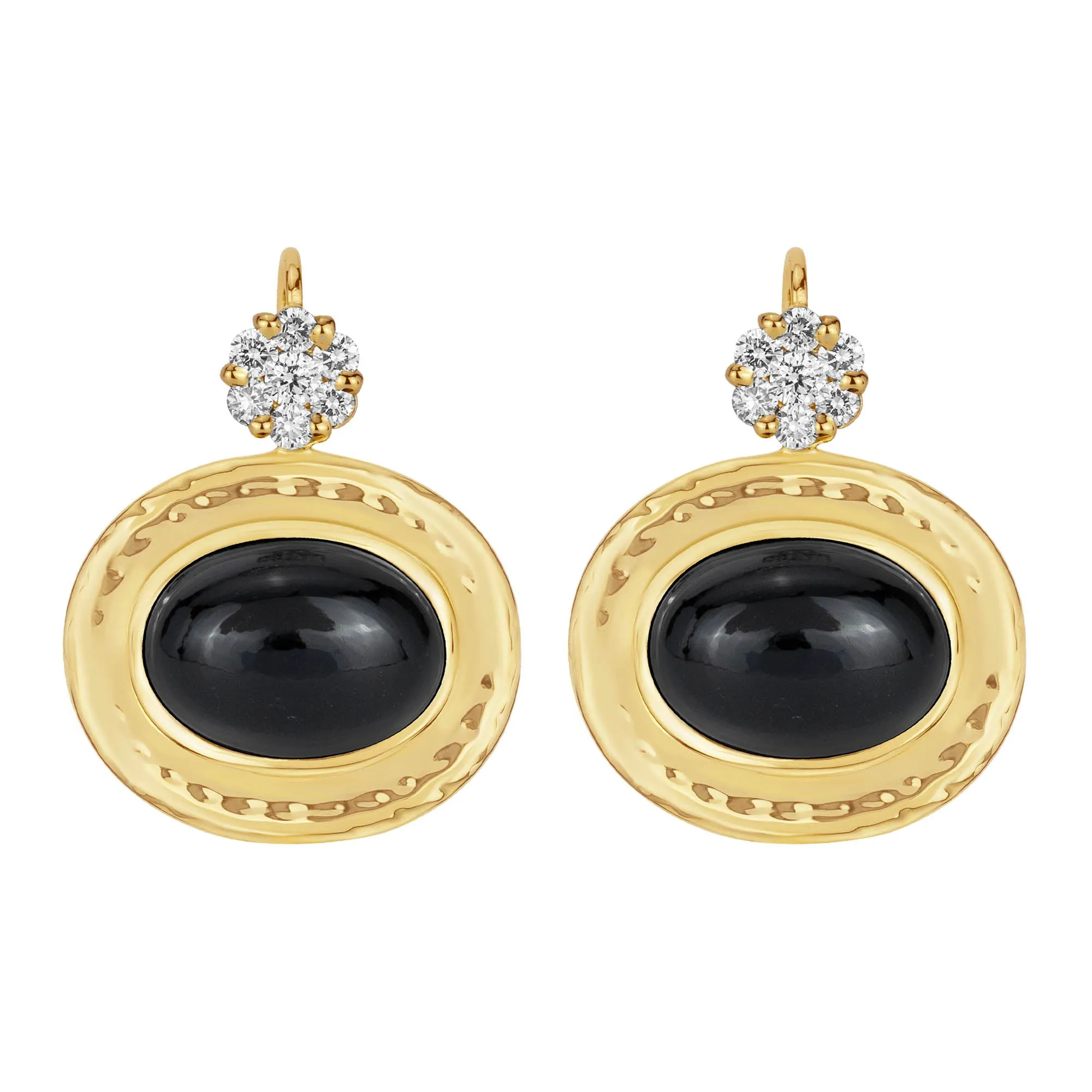 Earrings - Black Onyx And Diamond