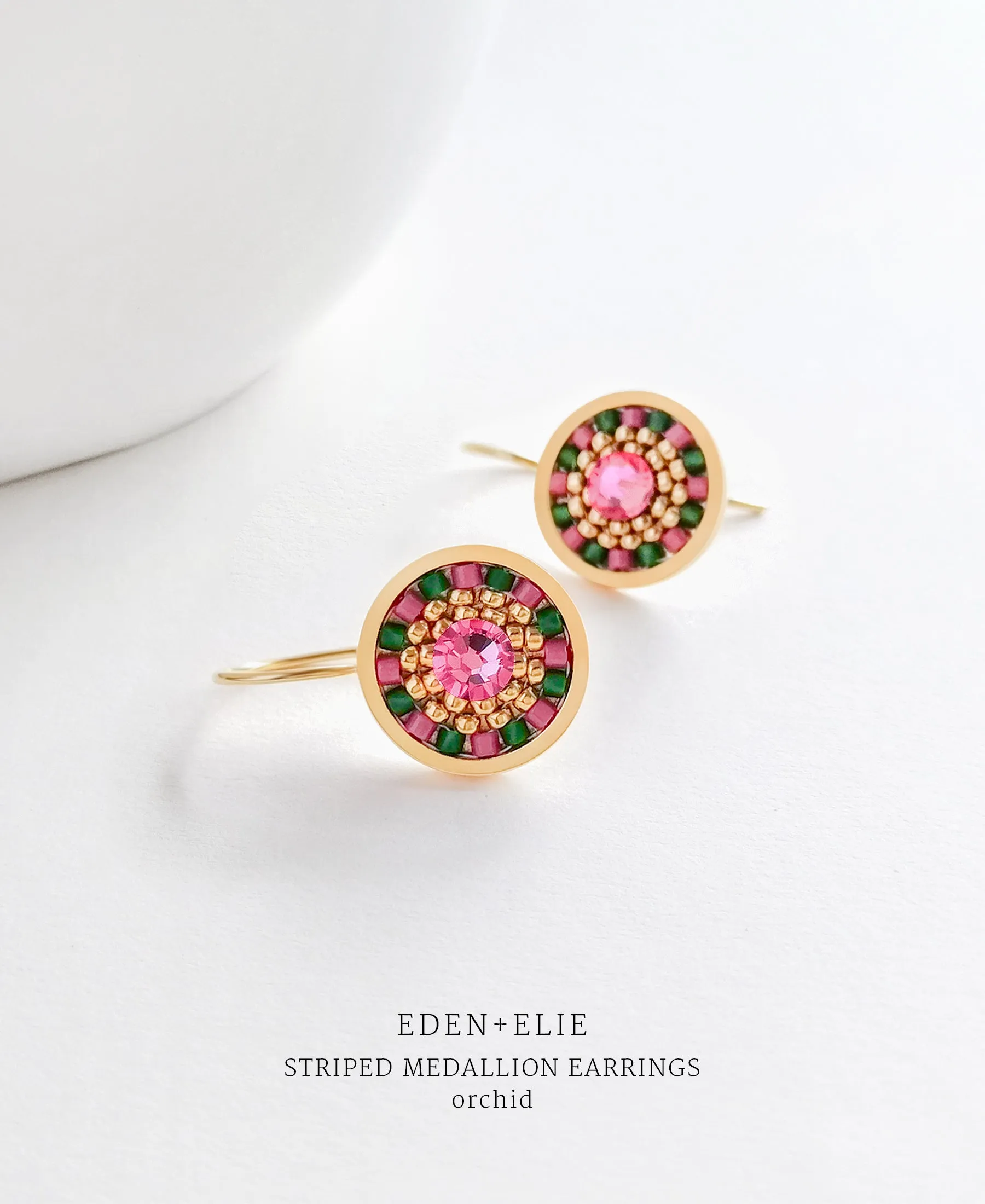 EDEN   ELIE Striped Medallion drop earrings - orchid