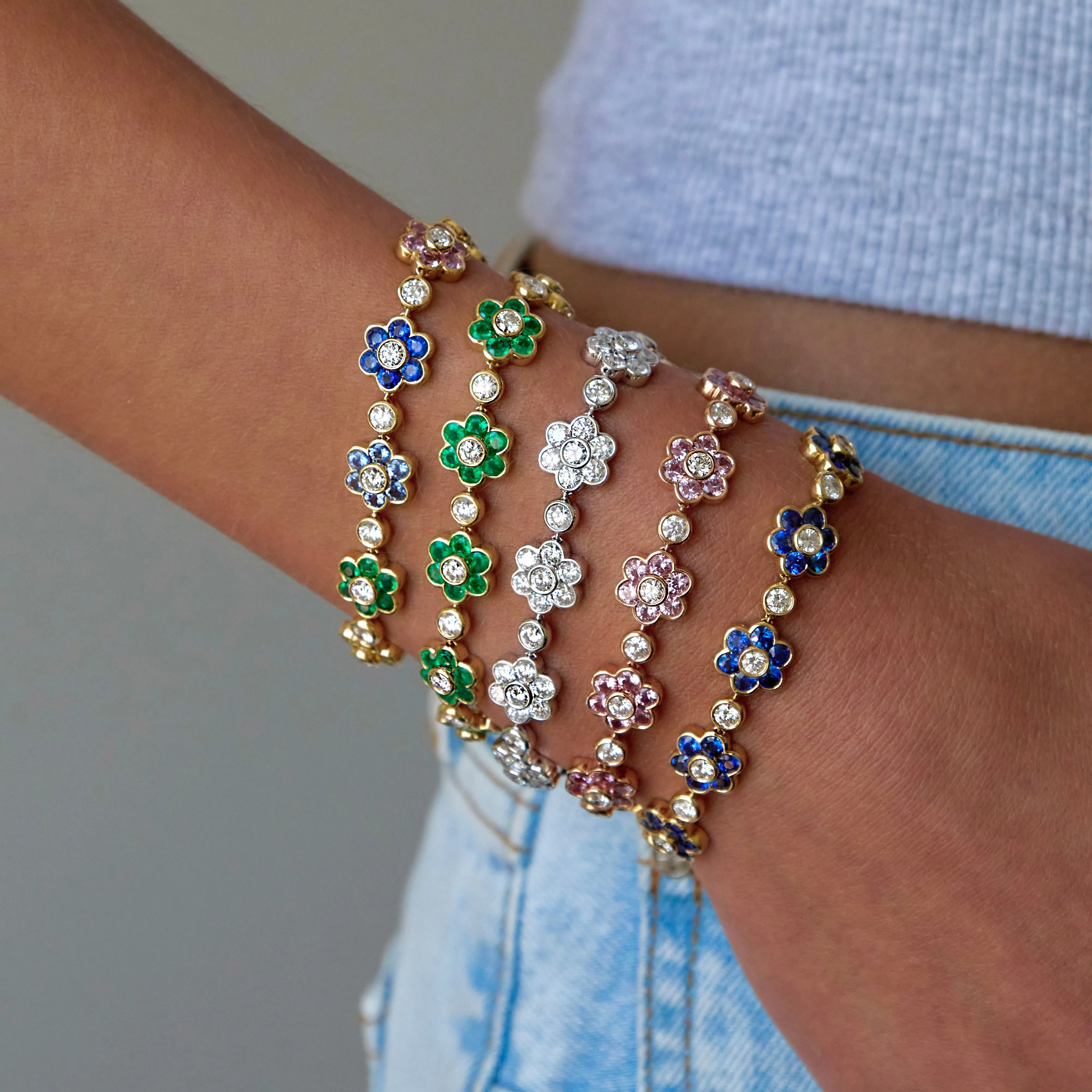 EMERALD AND DIAMOND FLORA BRACELET