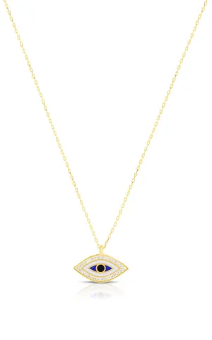 Enamel and CZ Evil Eye Necklace