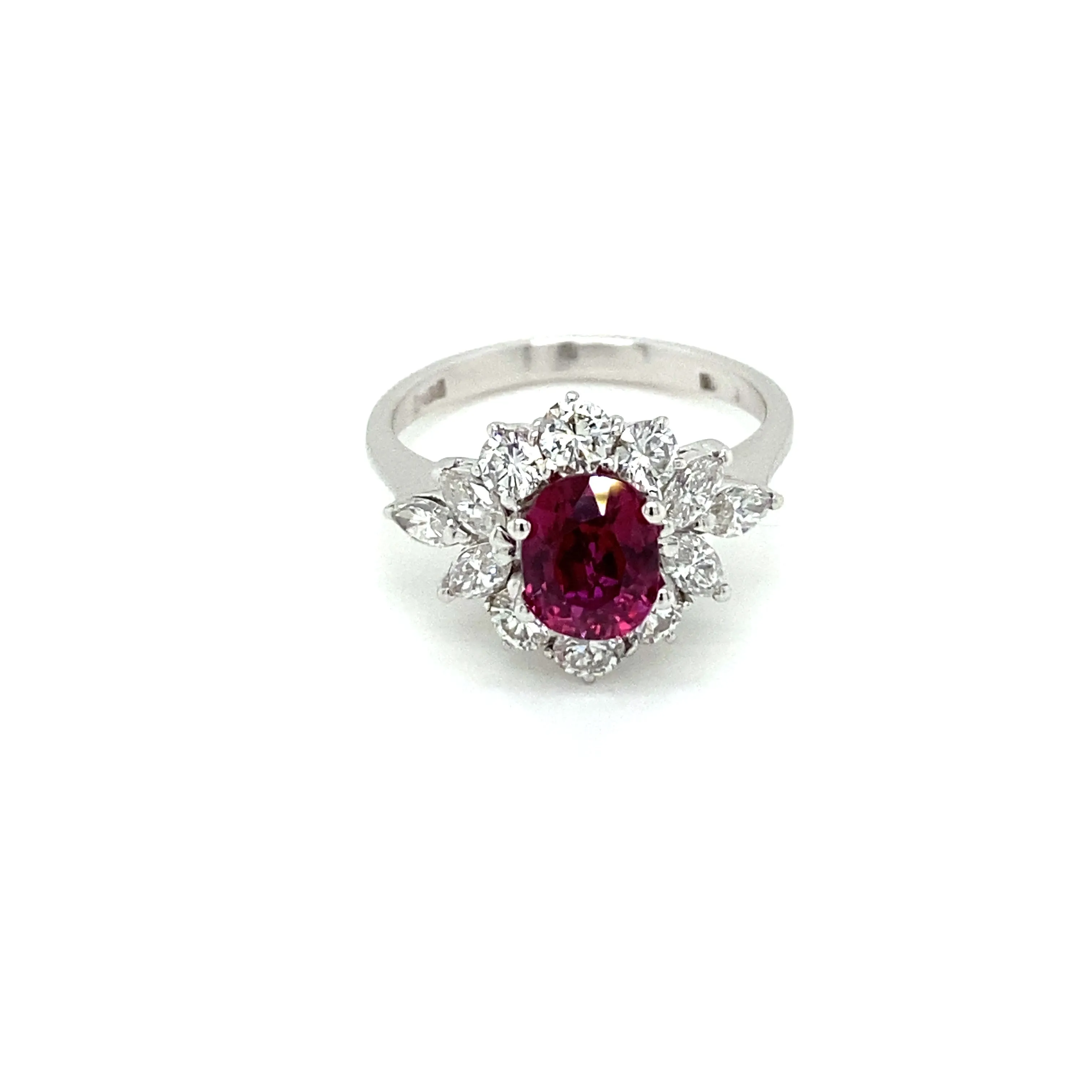 Estate Certified Unheated Ruby Diamond Ring