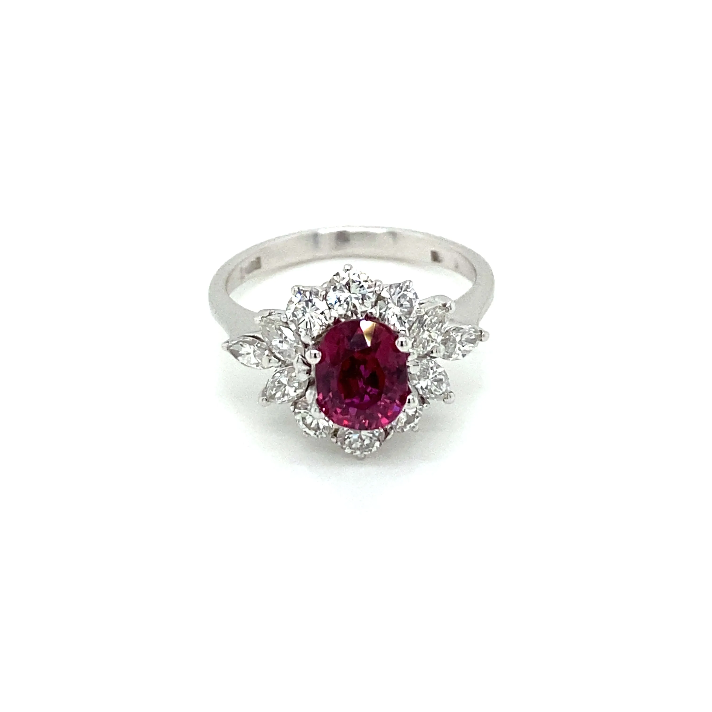 Estate Certified Unheated Ruby Diamond Ring