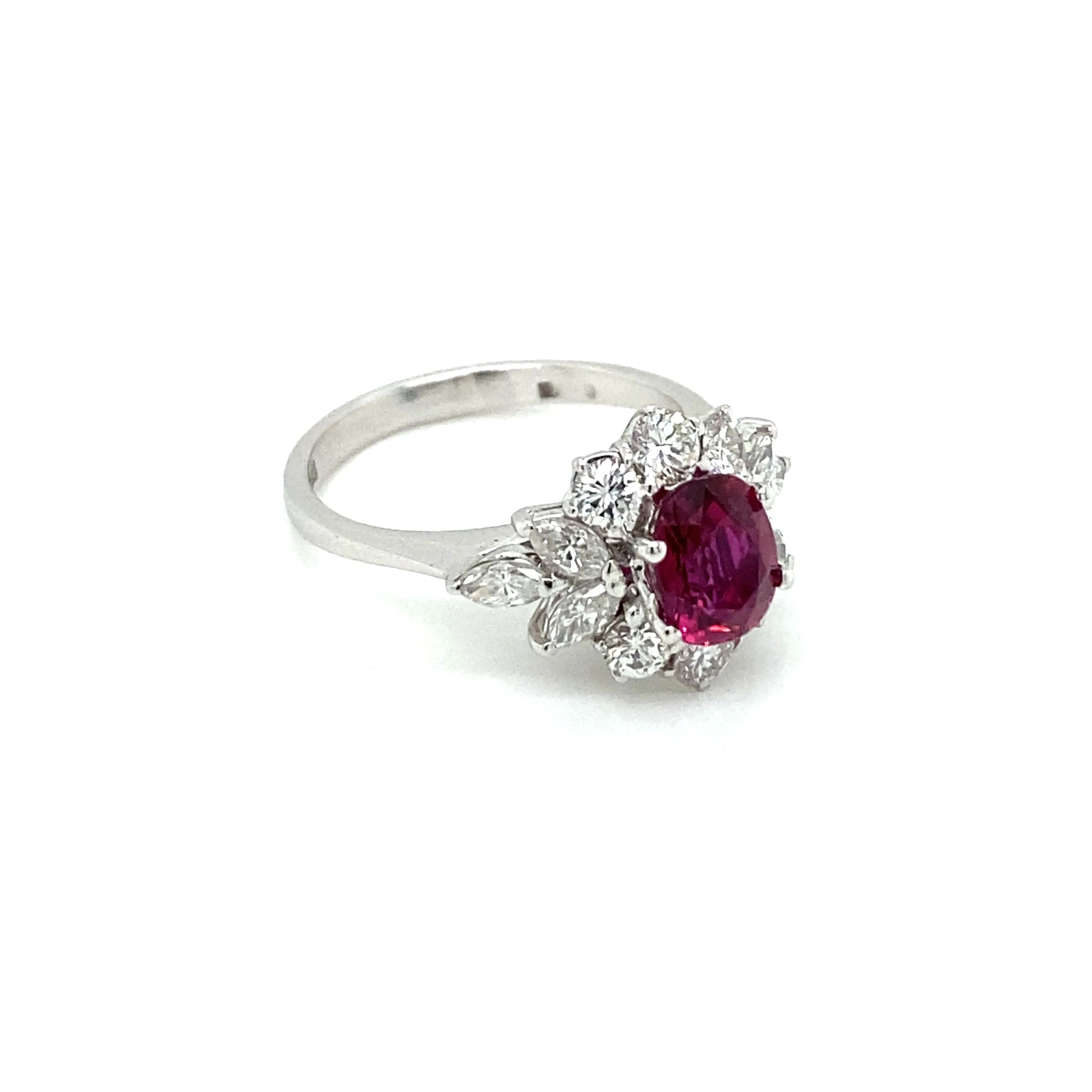 Estate Certified Unheated Ruby Diamond Ring