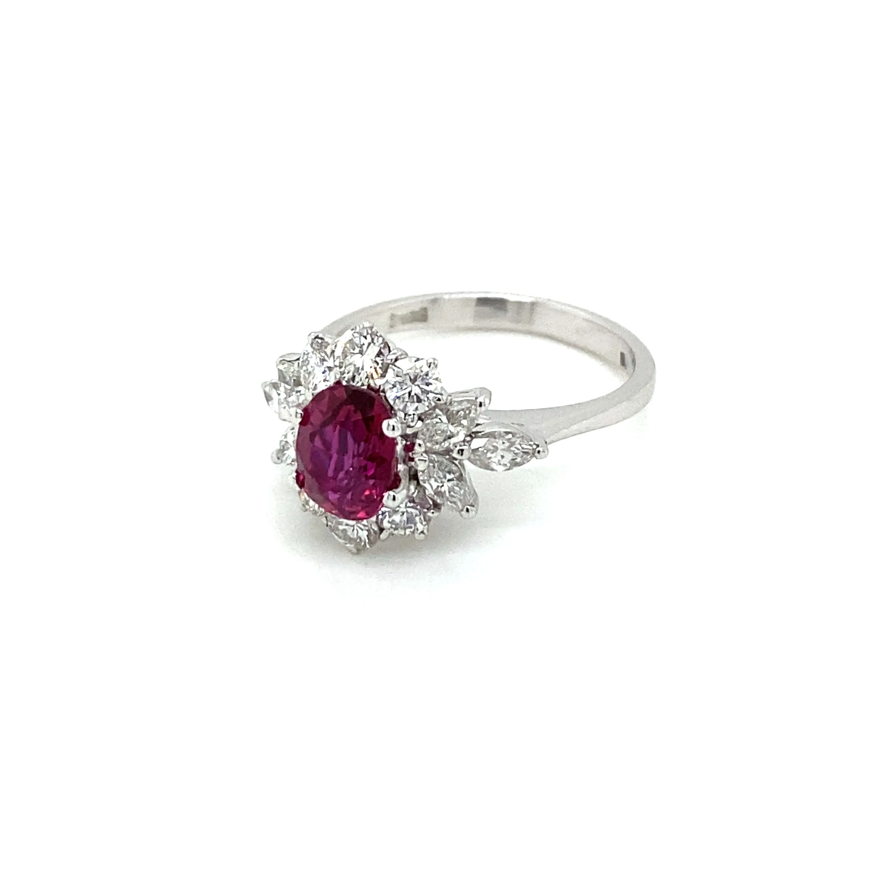 Estate Certified Unheated Ruby Diamond Ring