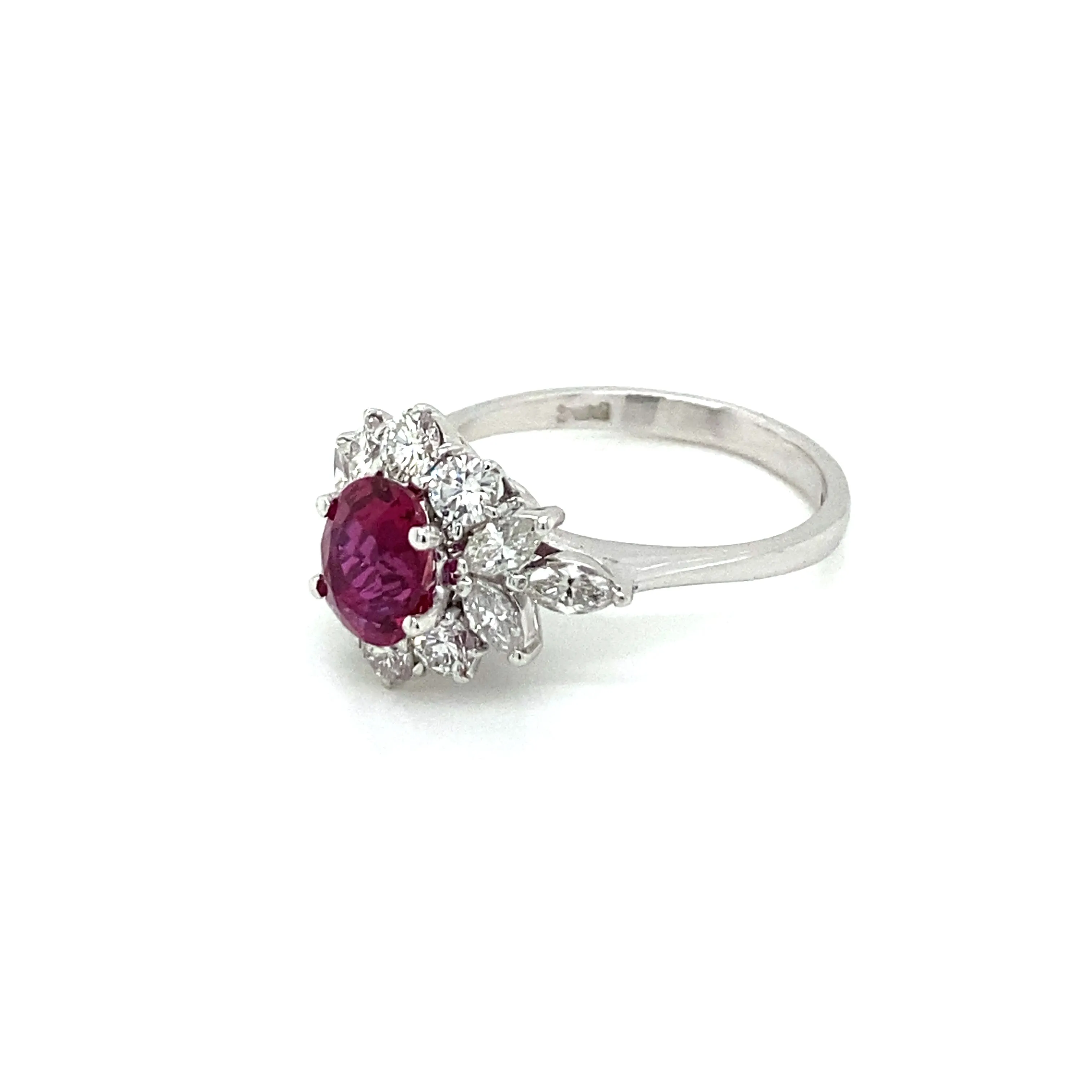 Estate Certified Unheated Ruby Diamond Ring