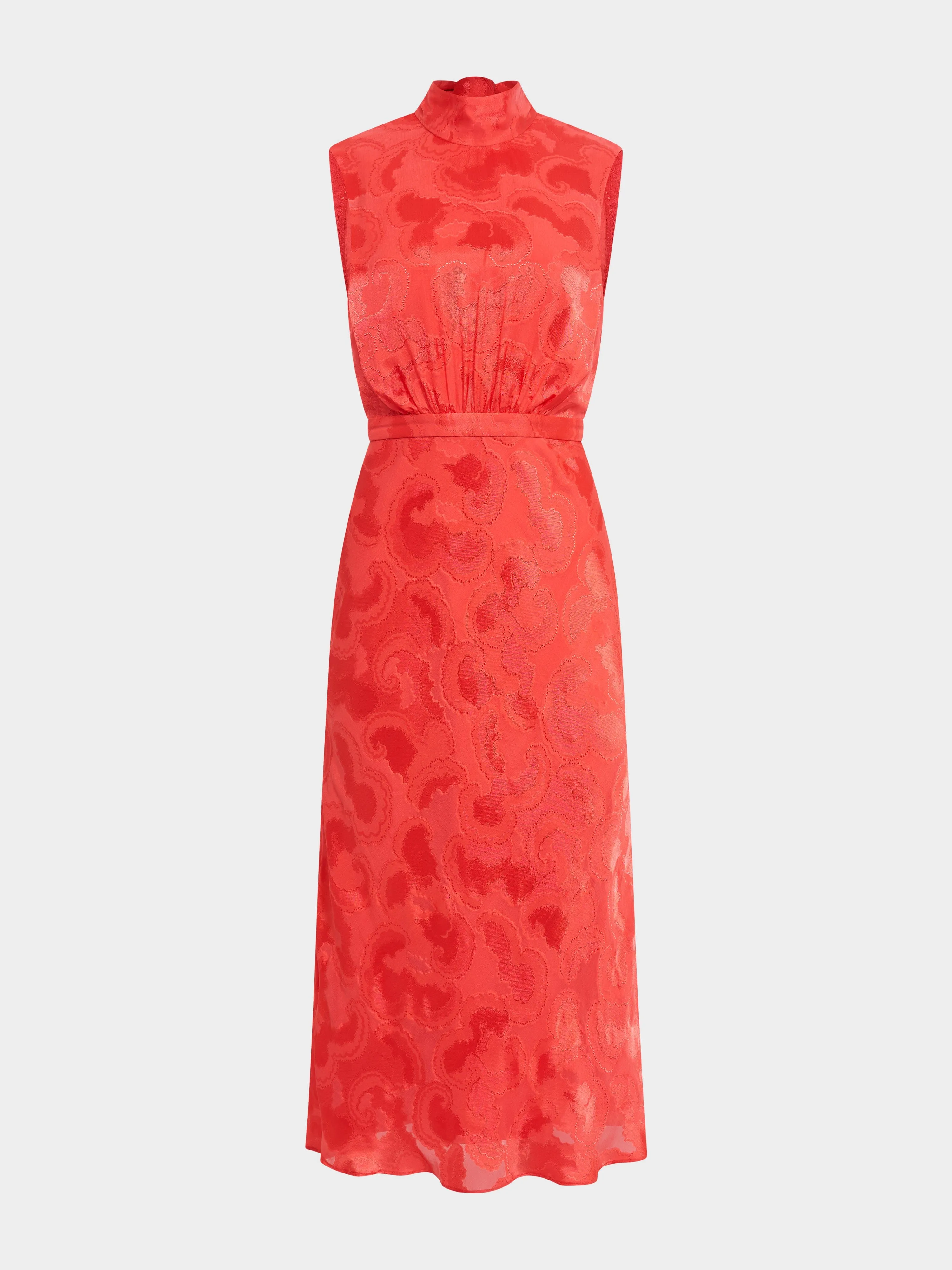 Fleur Midi Dress in Hot Coral