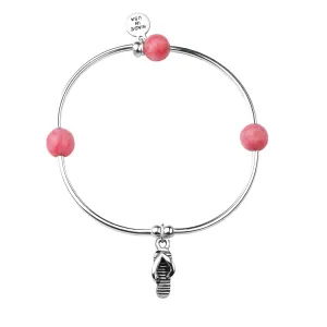 Flip Flop | Soft Bangle Charm Bracelet | Italian Onyx ( Coral )