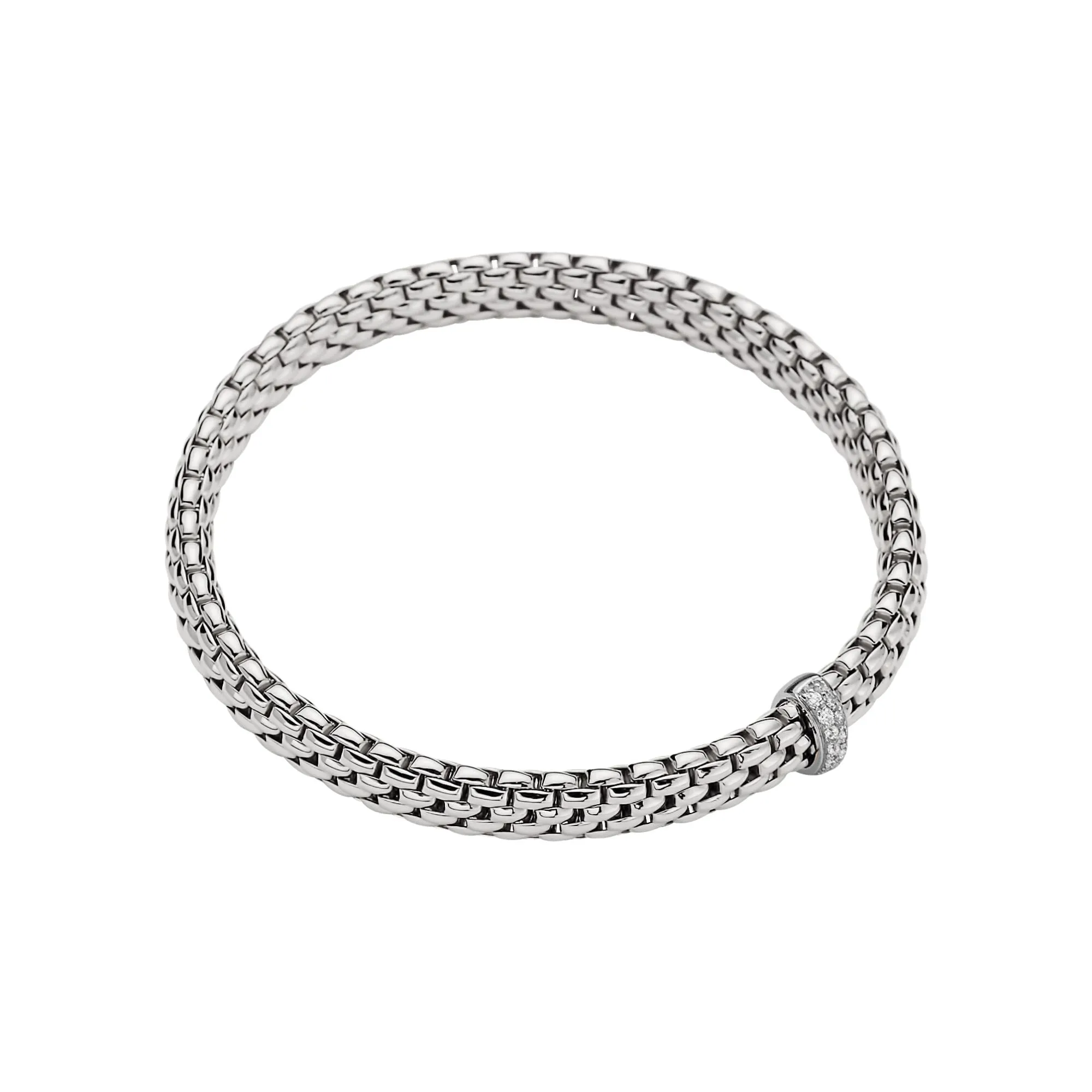 FOPE 18K WHITE GOLD VENDOME COLLECTION FLEX'IT BRACELET WITH DIAMONDS - SZ MED