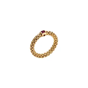 Fope 18K Yellow Gold Souls Collection Ring with Ruby, Small Size (5-6.5)