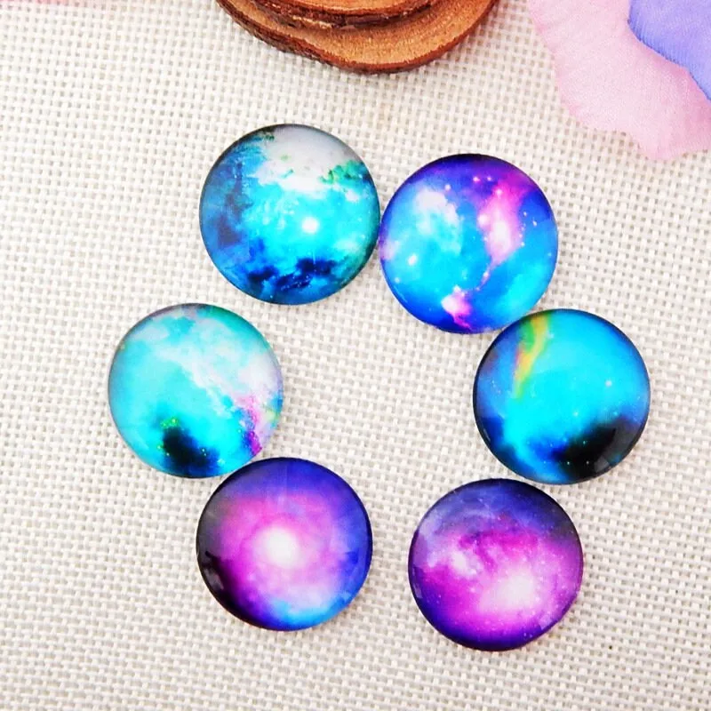 Galaxy Star Round Cabochon 3/8 1 2 1/4" 10 12 mm Digital Photo Glass Beads Tiles Domes Cameo Seal Charm Locket Charms Wholesale Final Sale