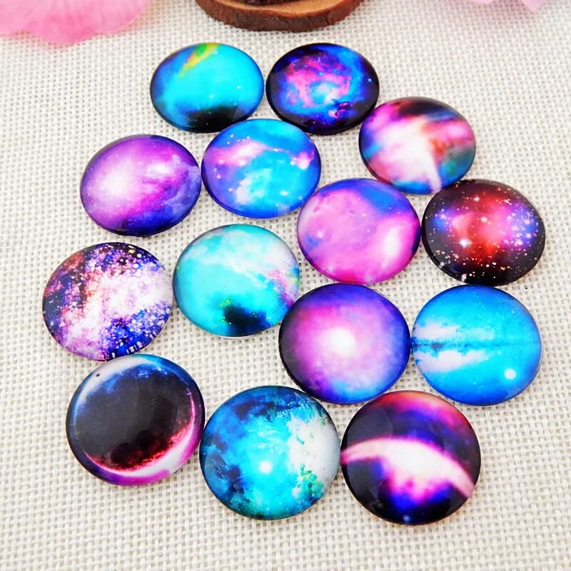 Galaxy Star Round Cabochon 3/8 1 2 1/4" 10 12 mm Digital Photo Glass Beads Tiles Domes Cameo Seal Charm Locket Charms Wholesale Final Sale