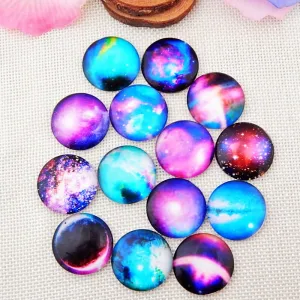 Galaxy Star Round Cabochon 3/8 1 2 1/4" 10 12 mm Digital Photo Glass Beads Tiles Domes Cameo Seal Charm Locket Charms Wholesale Final Sale