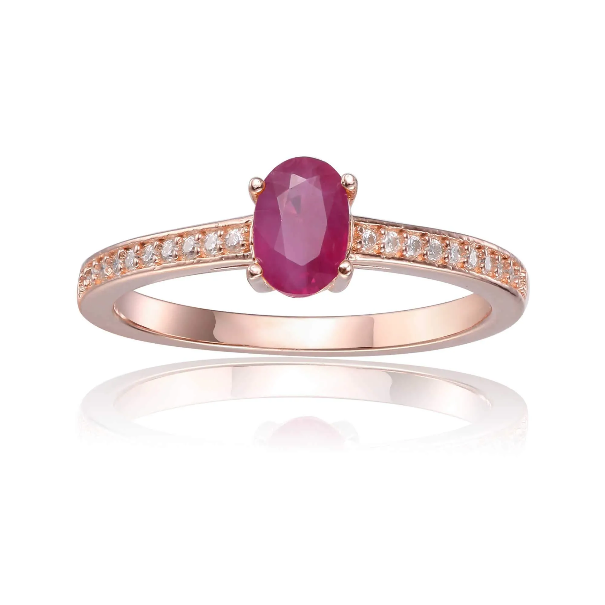 Genuine Oval Ruby Solitaire Ring