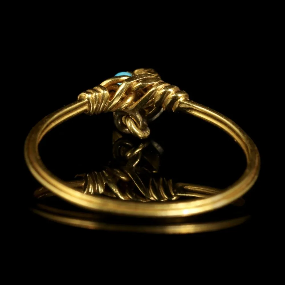 Georgian Gold Heart Dropper Ring Turquoise In A Heart Box Circa 1780