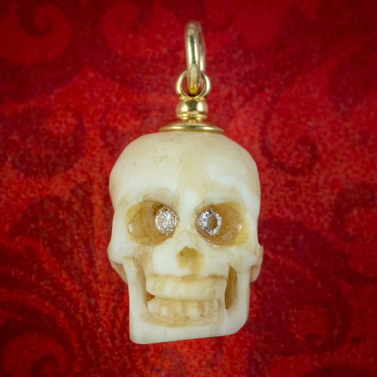 Georgian Memento Mori Style Skull Pendant Diamond Eyes