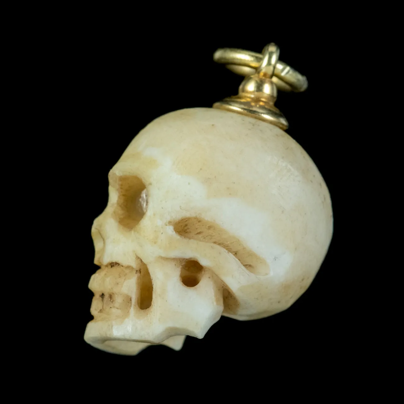 Georgian Memento Mori Style Skull Pendant Diamond Eyes