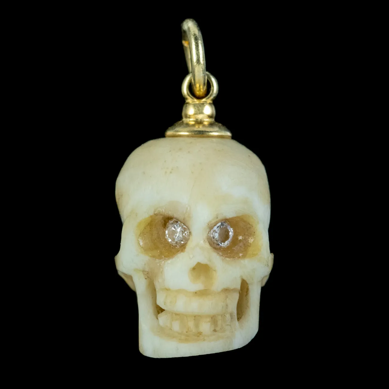 Georgian Memento Mori Style Skull Pendant Diamond Eyes