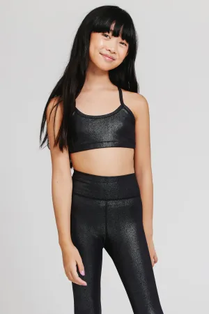 Girls TLC Foil Y-Back Bralette in Onyx Sparkle