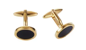 Gold & Onyx Round Cufflinks with screws