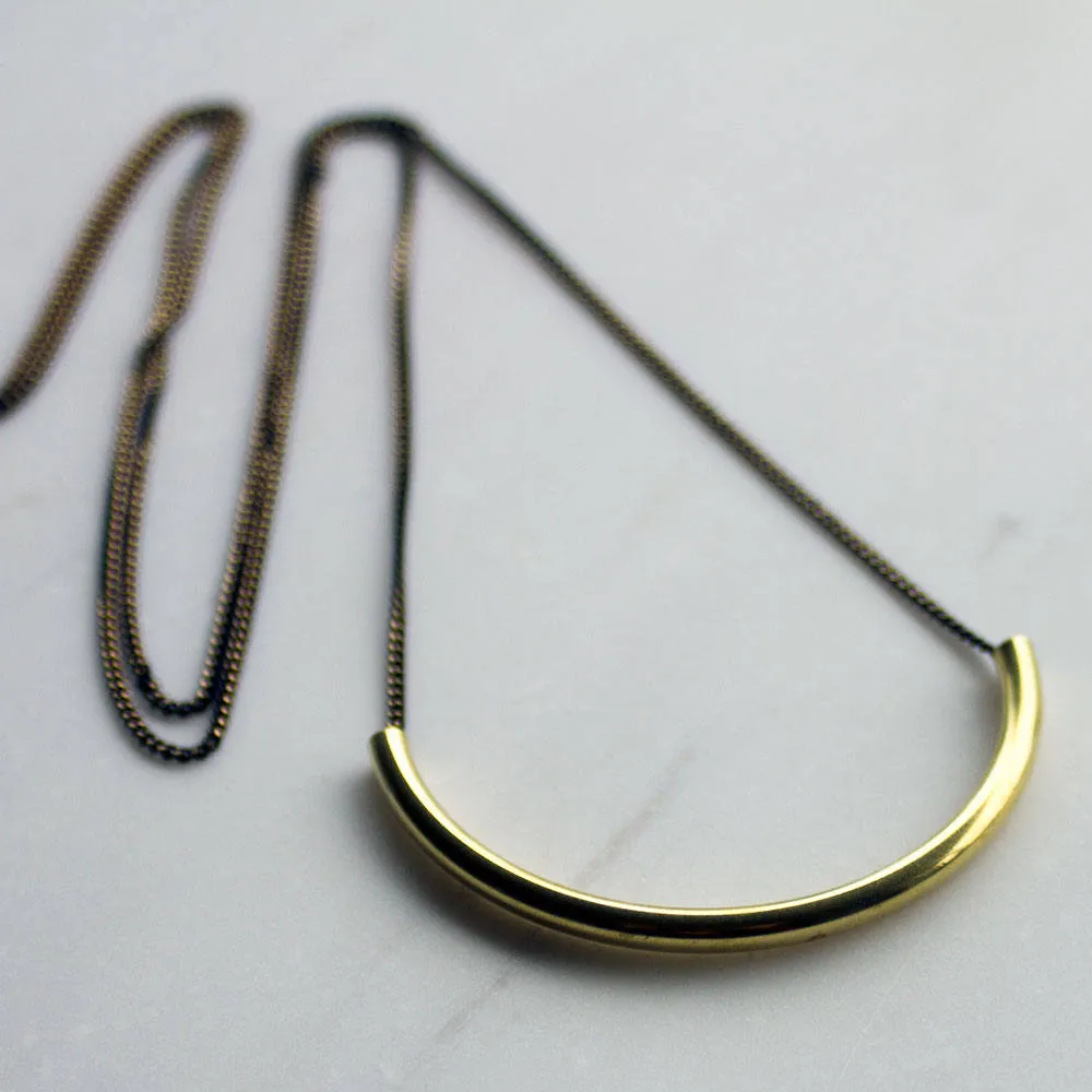 Gold or Rose Gold Half Circle Modern Necklace