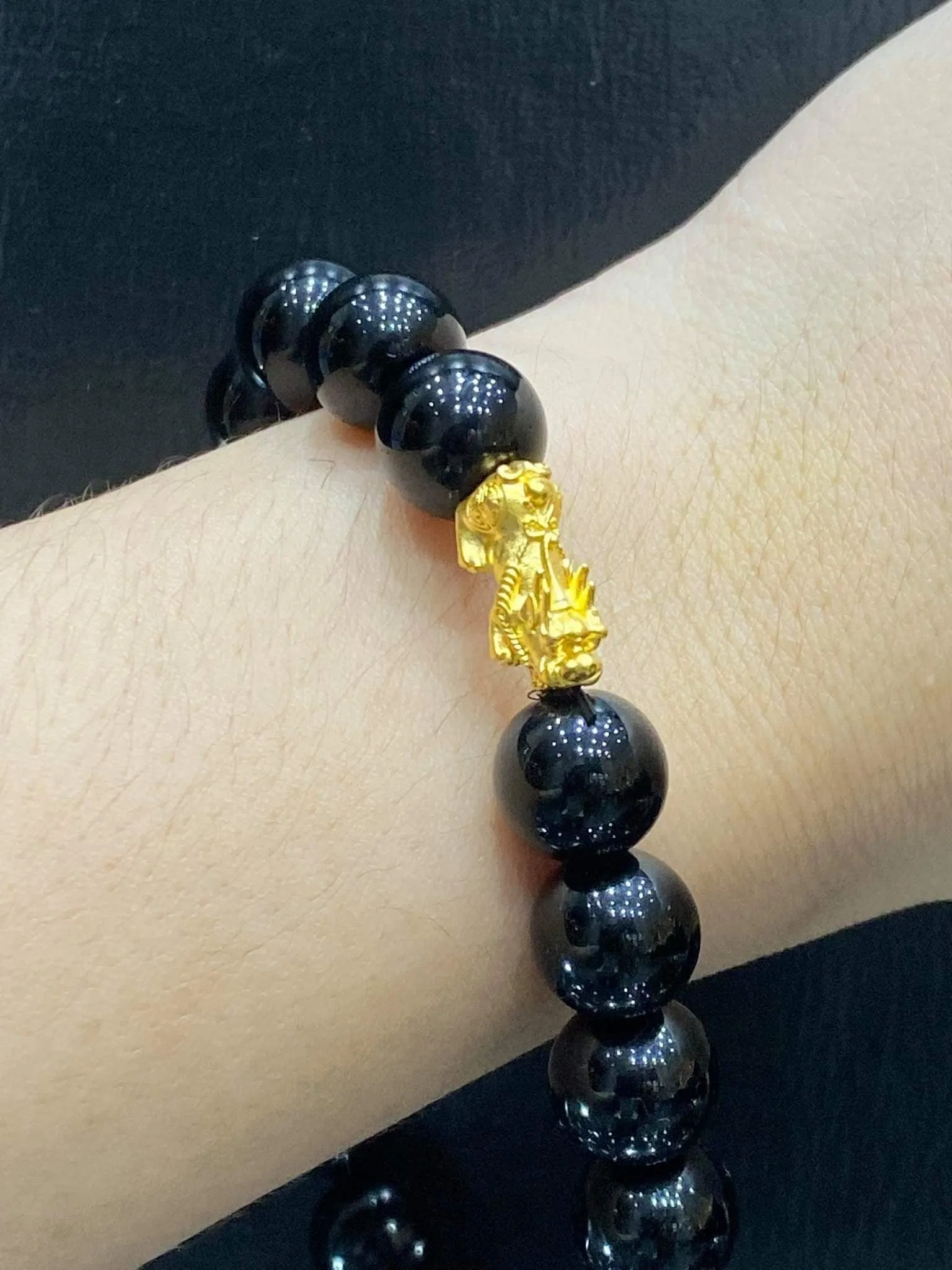 GOLD PIYAO | 24K Golden Piyao Black Onyx Gemstones Bracelet