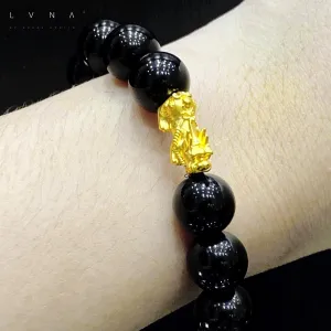 GOLD PIYAO | 24K Golden Piyao Black Onyx Gemstones Bracelet