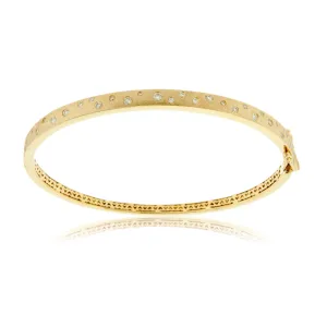 Gold Satin Finish Flush Set Diamond Bracelet