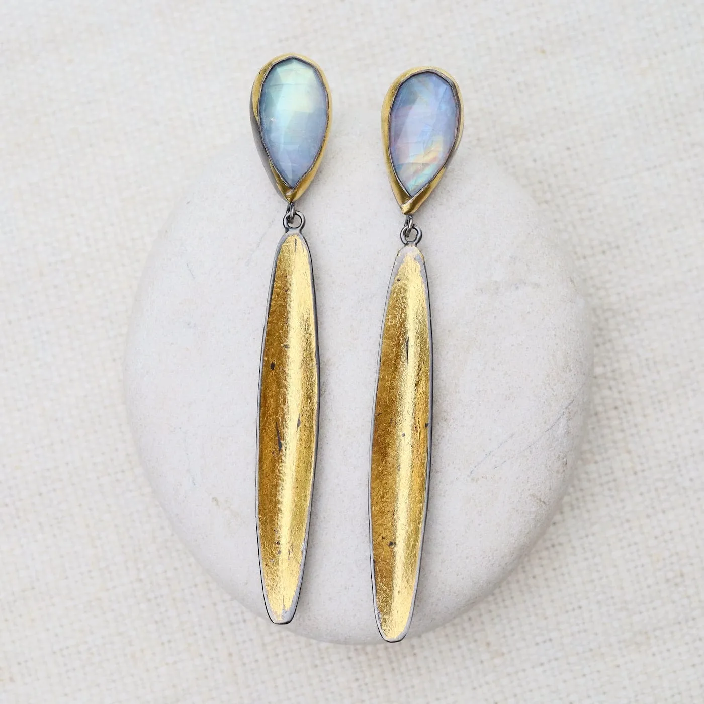 Golden Reed with Moonstone Earring