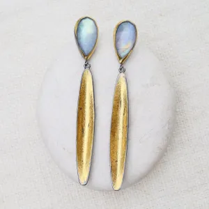 Golden Reed with Moonstone Earring