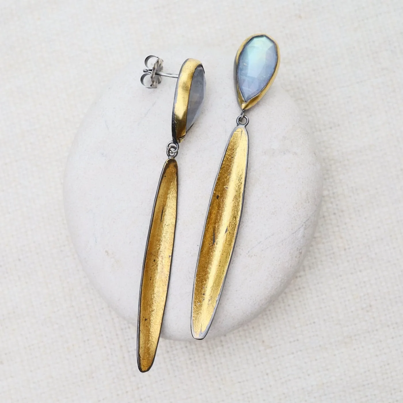 Golden Reed with Moonstone Earring