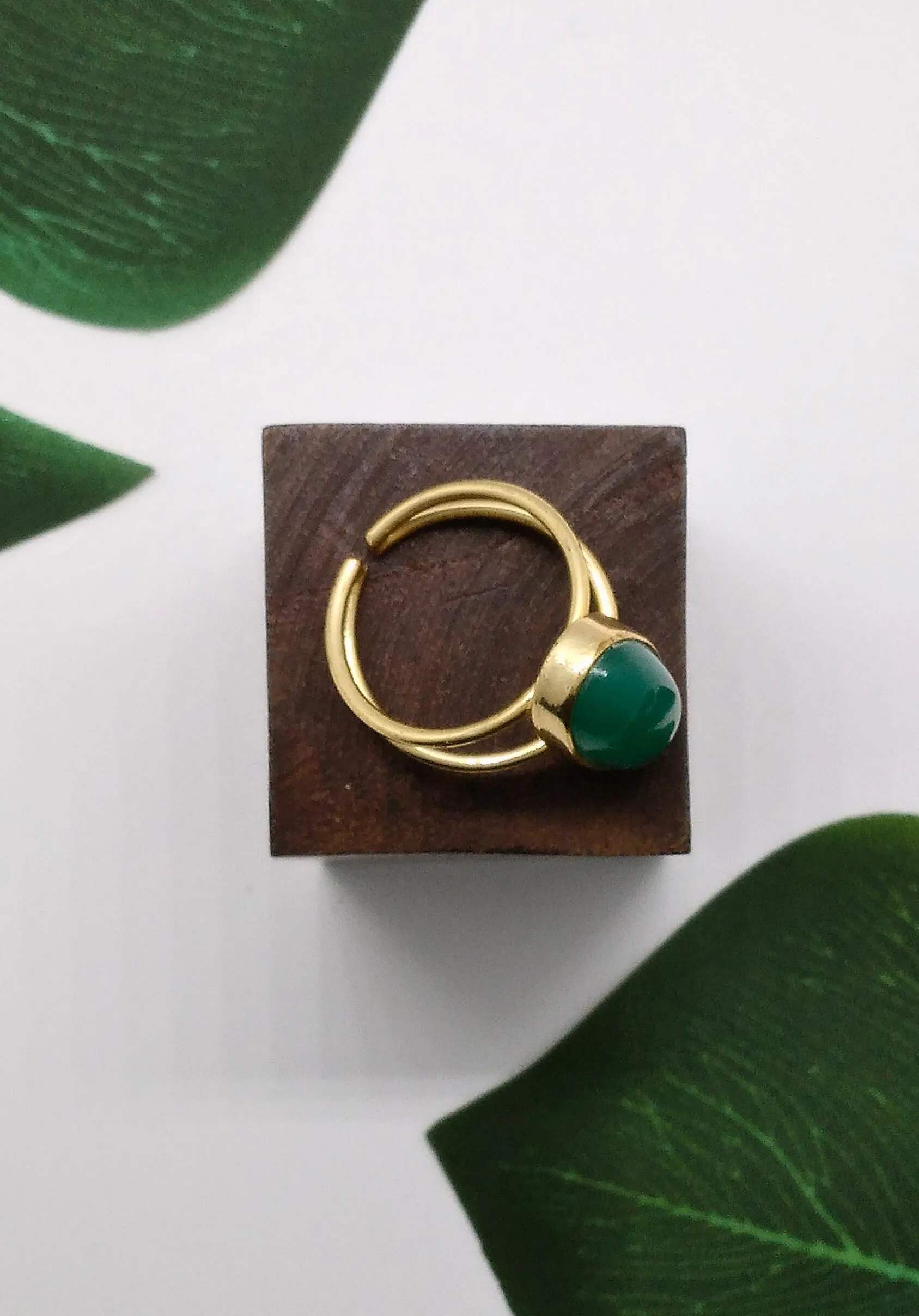 Green Onyx Magic Bean Stone Rings