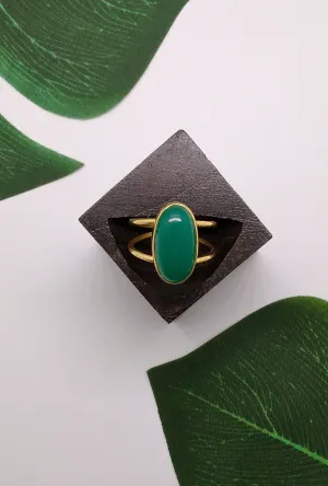 Green Onyx Magic Bean Stone Rings