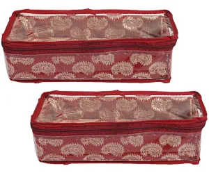 Heart Home Multipurpose Rangoli Design Laminated 1 Rod Bangle Box/Organizer/Case With Tranasparent Top - Pack of 2 (Maroon)-47HH0363